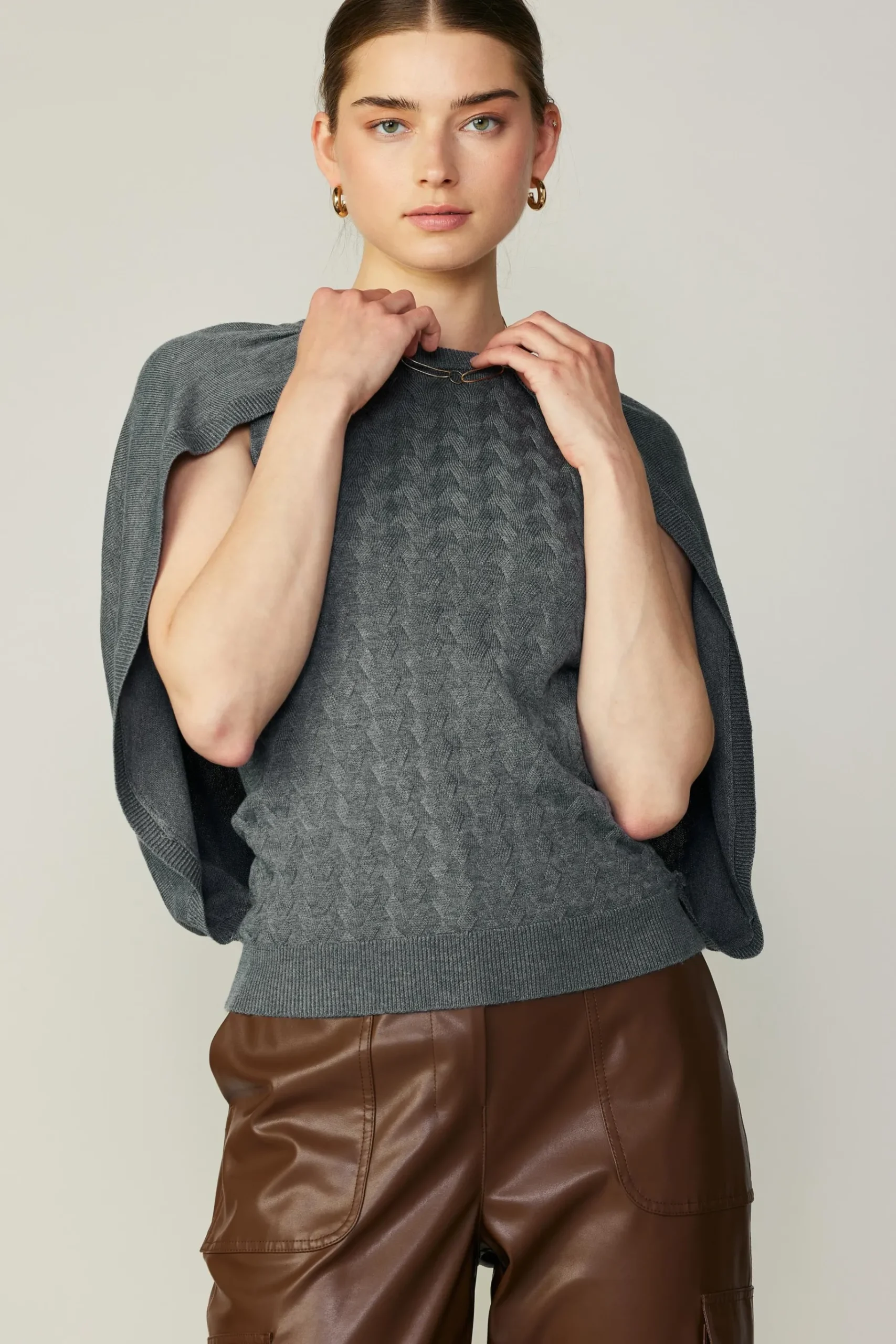 Clearance Cape Layered Sweater Top Women Sweaters