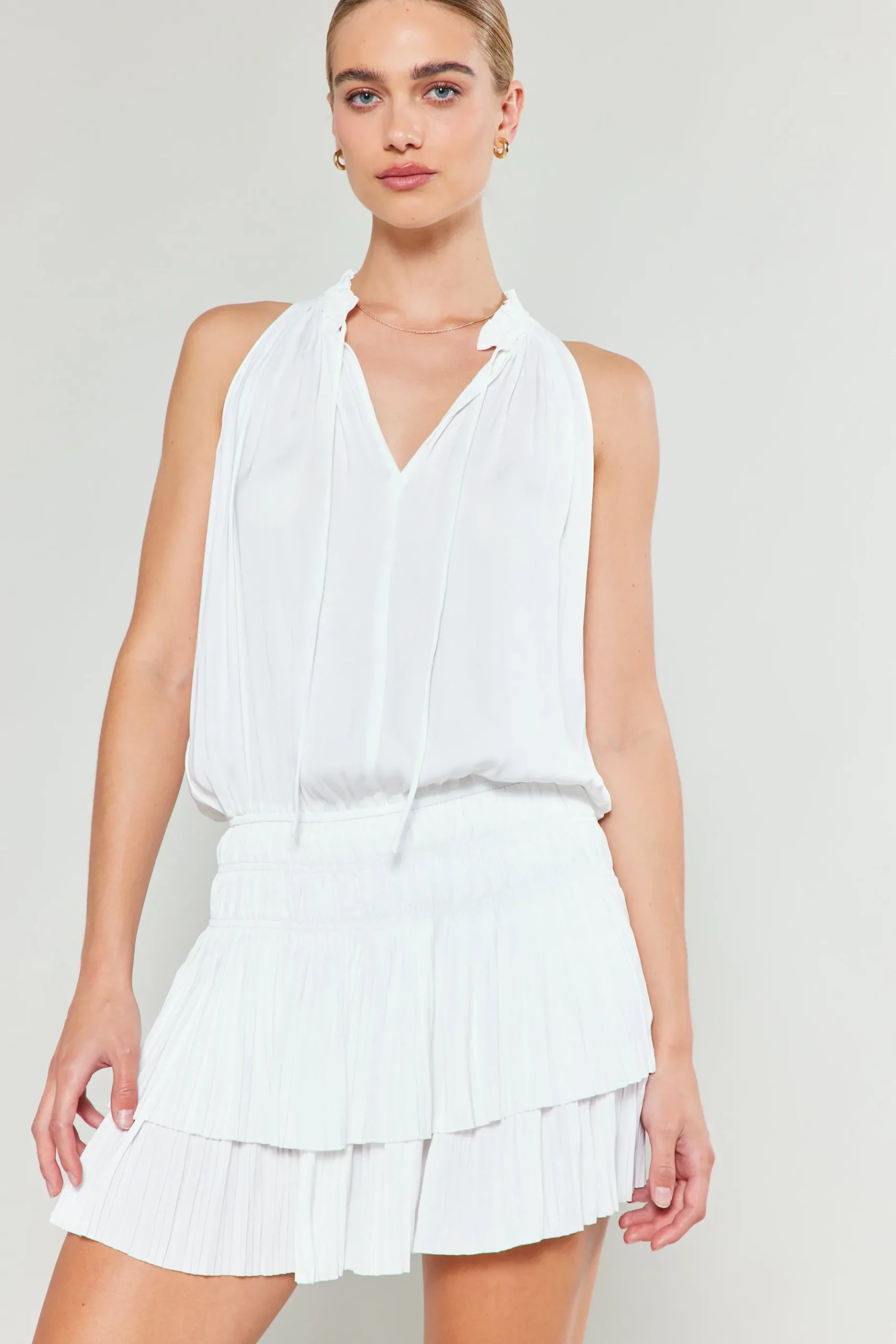 Clearance Cara Sleeveless Pleated Mini Dress Women Mini Dresses