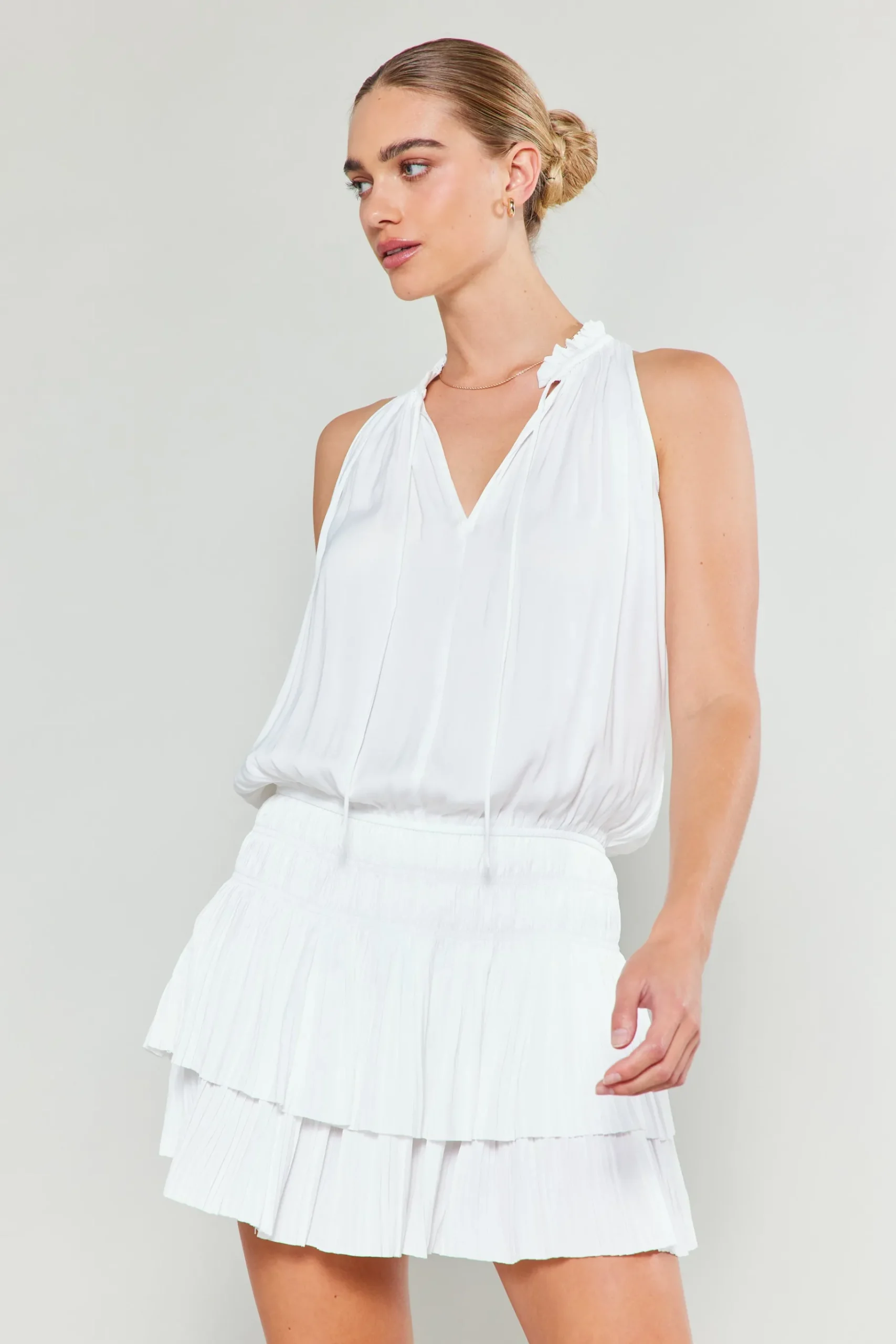 Clearance Cara Sleeveless Pleated Mini Dress Women Mini Dresses