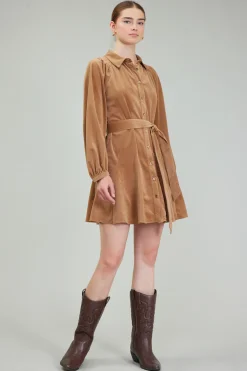 Outlet Carmel Corduroy Mini Dress Women Mini Dresses