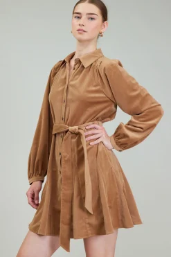 Outlet Carmel Corduroy Mini Dress Women Mini Dresses