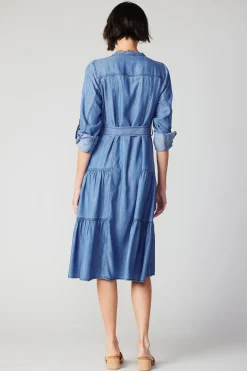 Hot Buttondown Dress Women Midi Dresses