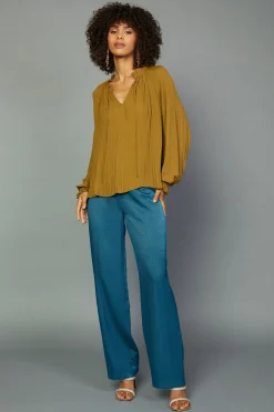 Outlet Charlotte Pleated Blouse Women Long Sleeve Tops