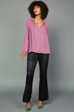 Outlet Charlotte Pleated Blouse Women Long Sleeve Tops