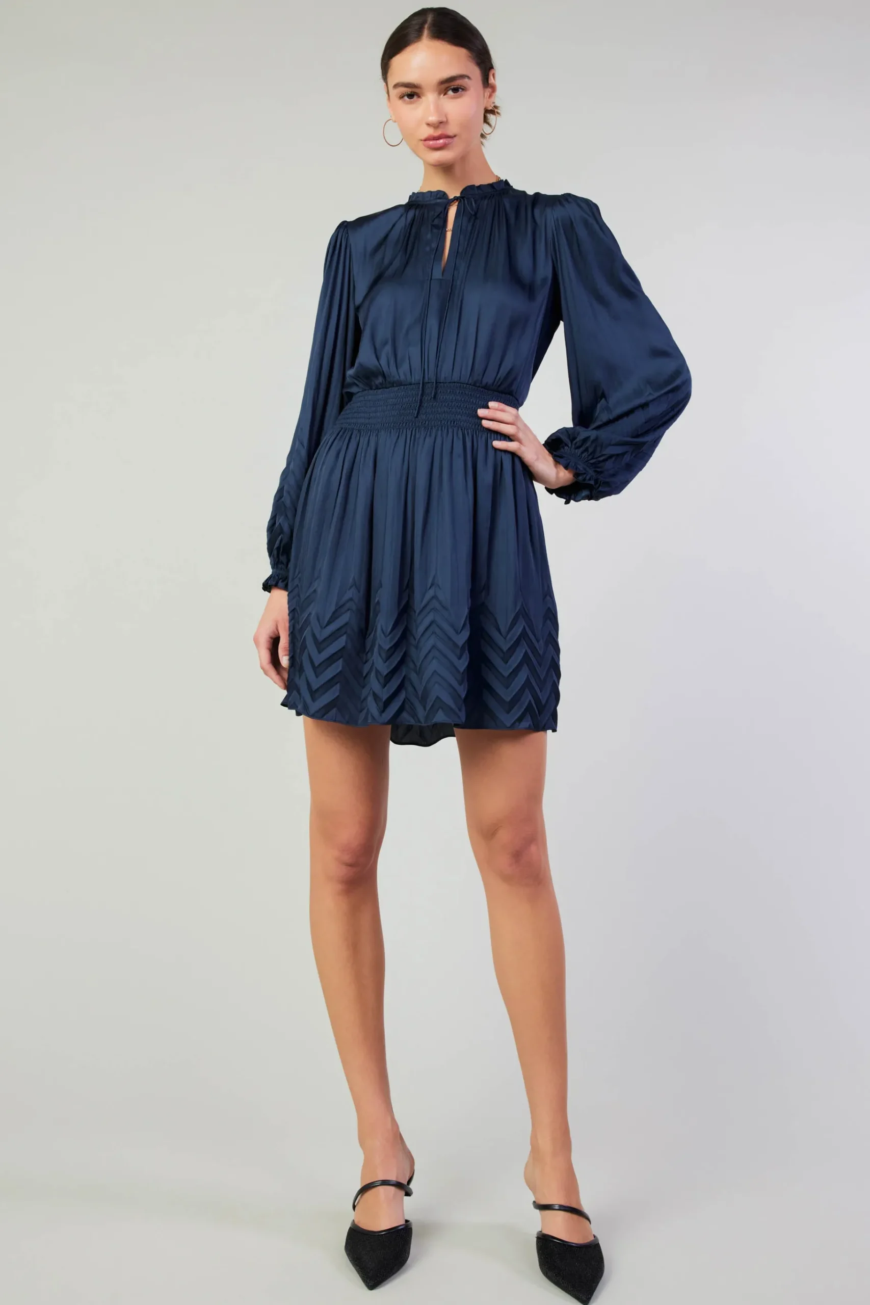 Hot Chevron Pleat Mini Dress Women Mini Dresses
