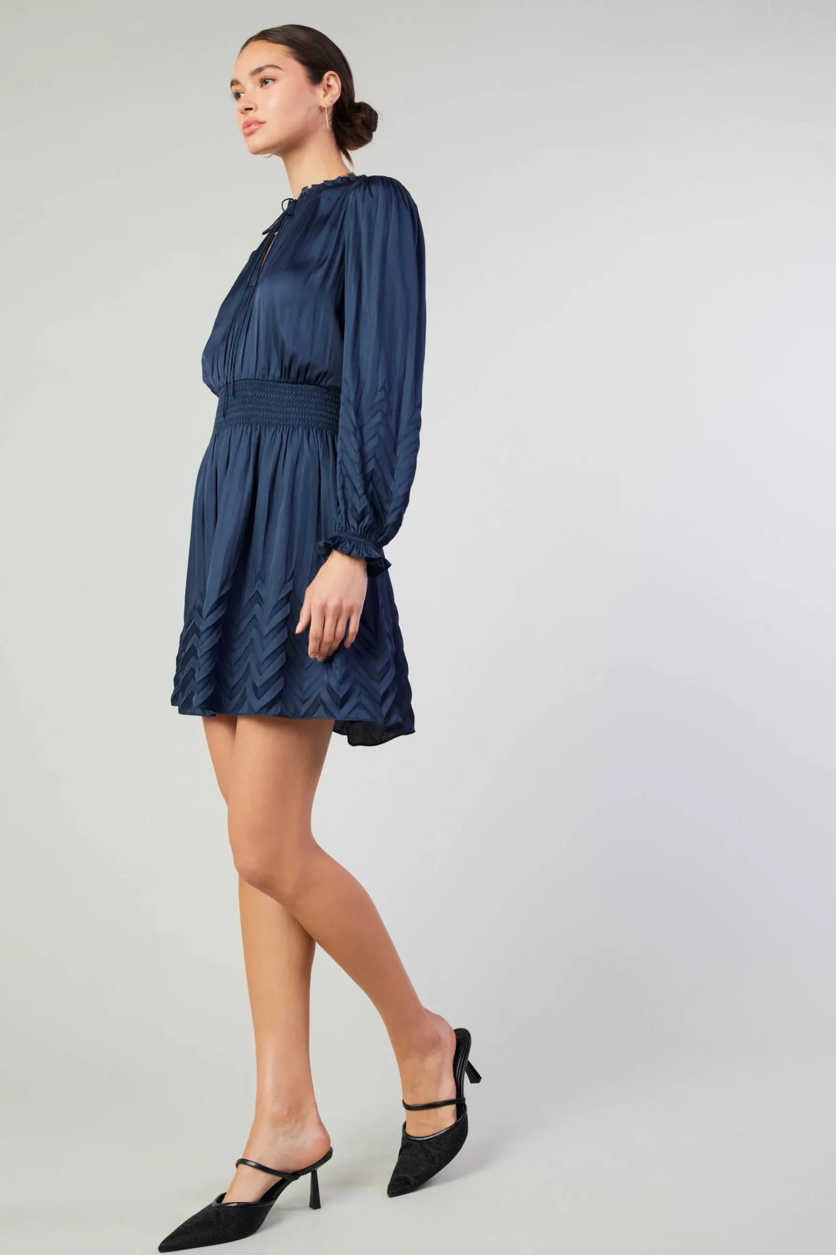 Hot Chevron Pleat Mini Dress Women Mini Dresses