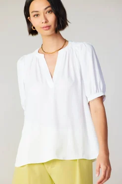 New Classic V Neck Blouse Women Short Sleeve Tops