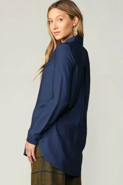 Online Collared Button Down Shirt Women Long Sleeve Tops