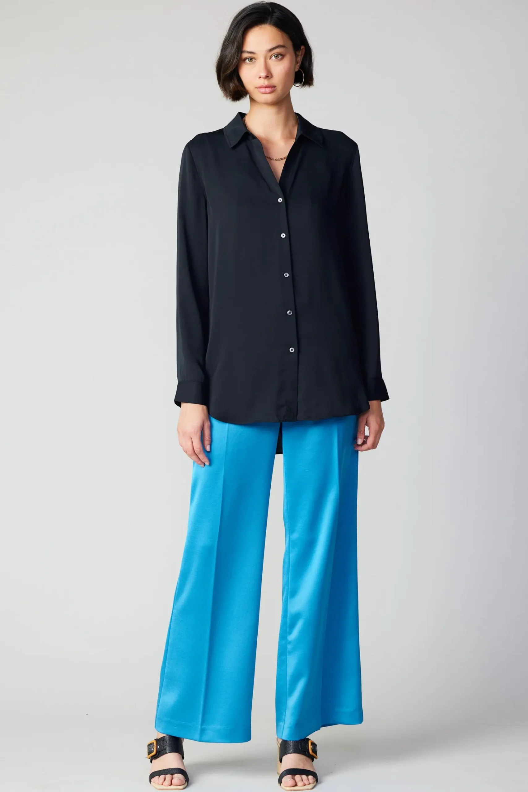 Online Collared Buttondown Shirt Women Long Sleeve Tops