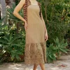 Sale Contrast Lace Knit Dress Women Knitwear | Midi Dresses