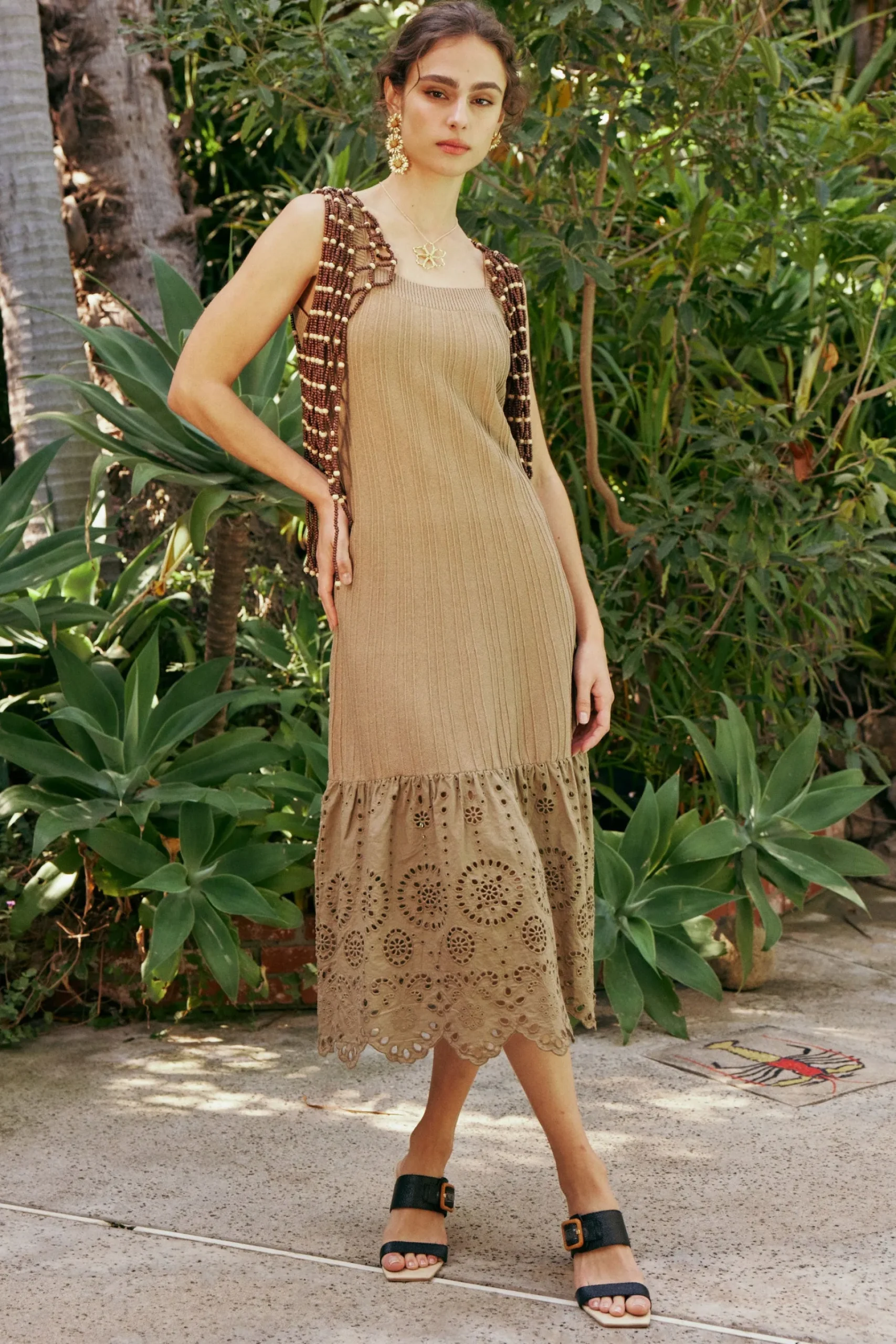 Sale Contrast Lace Knit Dress Women Knitwear | Midi Dresses