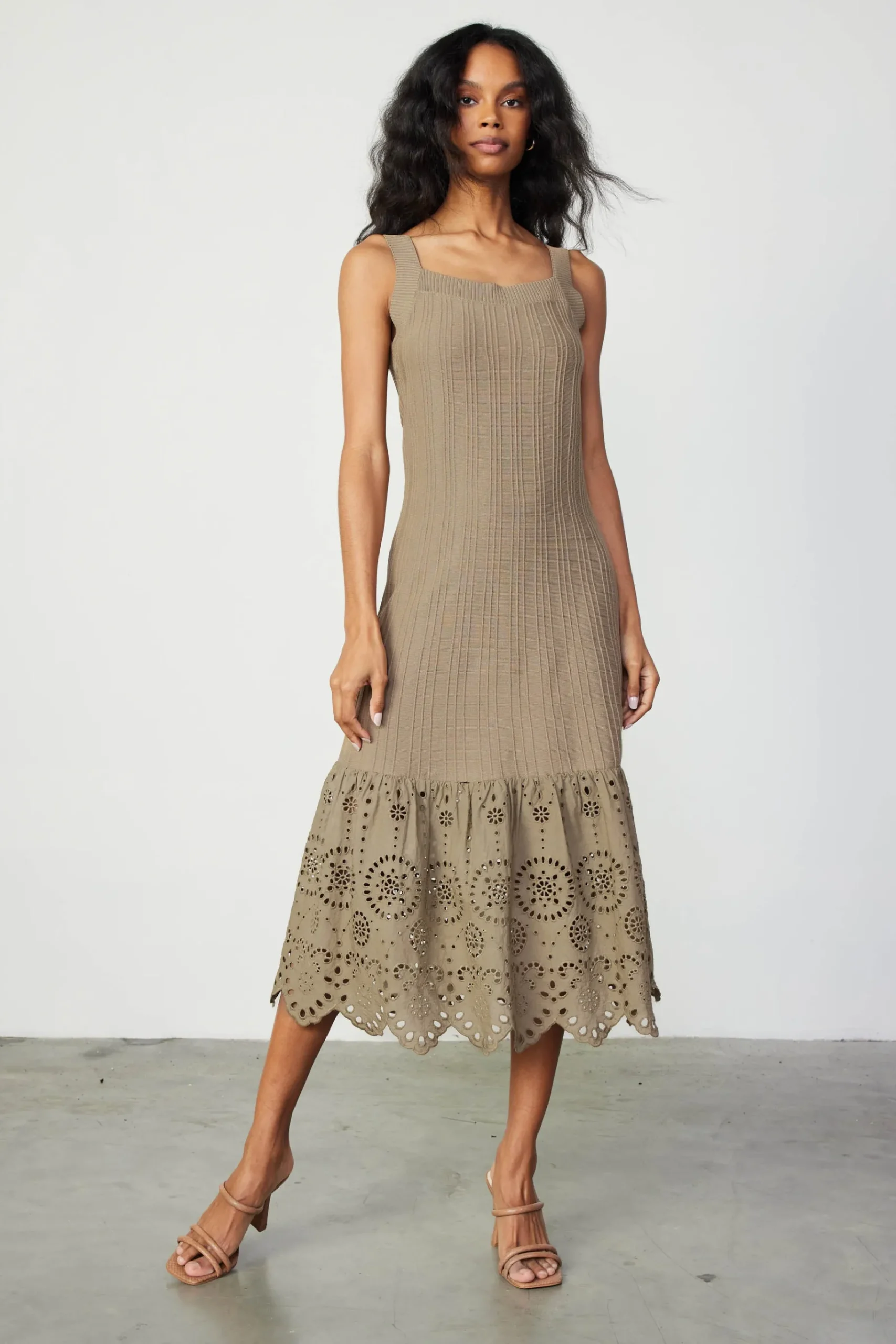 Sale Contrast Lace Knit Dress Women Knitwear | Midi Dresses