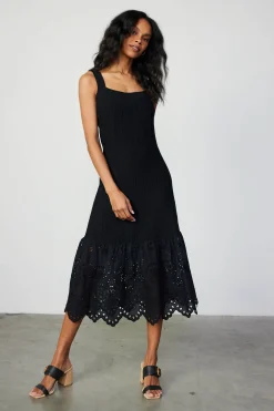Best Contrast Lace Knit Dress Women Knitwear | Midi Dresses