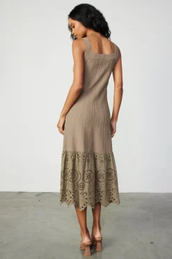 Sale Contrast Lace Knit Dress Women Knitwear | Midi Dresses