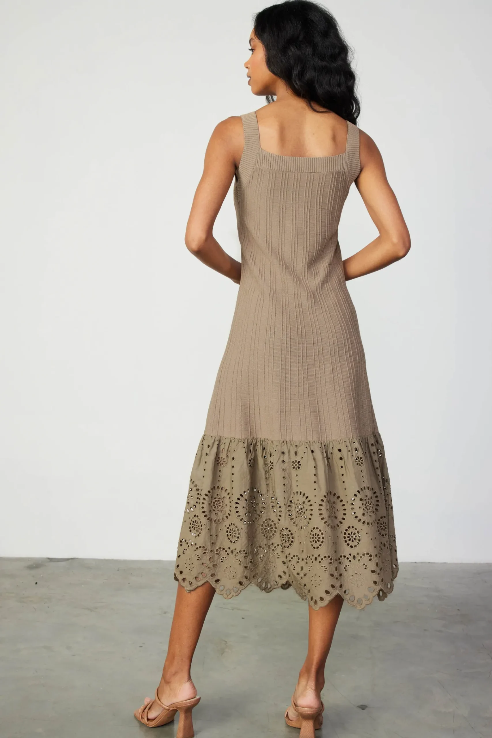 Sale Contrast Lace Knit Dress Women Knitwear | Midi Dresses