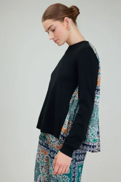 Hot Contrast Panel Sweater Top Women Knitwear | Long Sleeve Tops