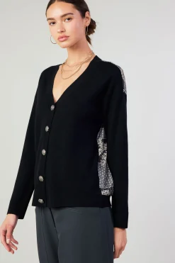 Discount Contrast Paneled Cardigan Women Cardigans | Sweaters
