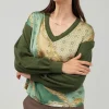 Hot Contrast Print Sweater Top Women Knitwear | Sweaters