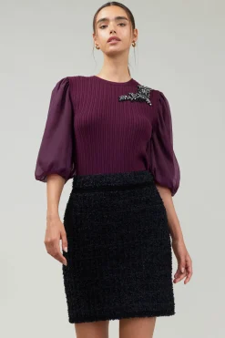 Hot Contrast Sleeve Knit Blouse Women Knitwear | Short Sleeve Tops