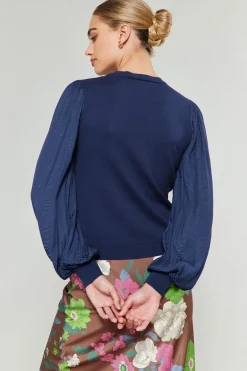 Discount Contrast Sleeve Knit Top Women Knitwear | Sweaters