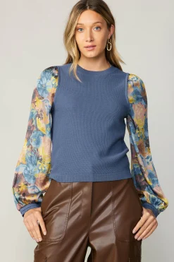 Discount Contrast Sleeve Sweater Top Women Sweaters