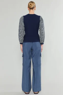 New Contrast Sleeve Sweater Top Women Knitwear | Sweaters