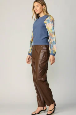 Discount Contrast Sleeve Sweater Top Women Sweaters