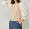 Sale Contrast Sweater Top Women Long Sleeve Tops | Sweaters