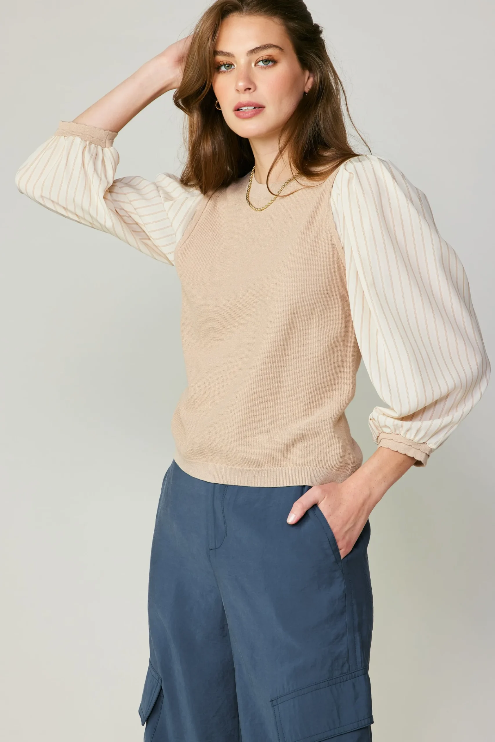 Sale Contrast Sweater Top Women Long Sleeve Tops | Sweaters