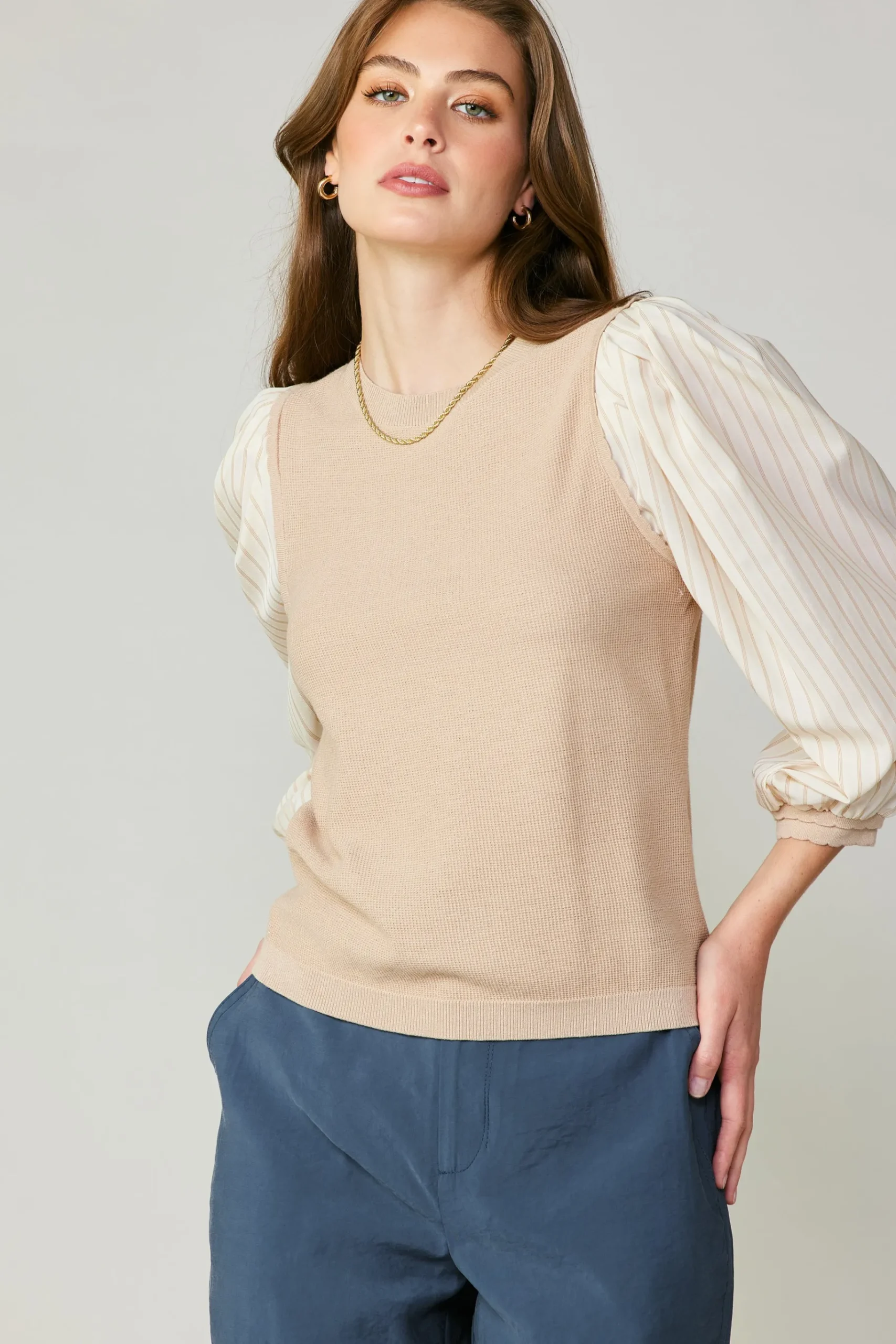 Sale Contrast Sweater Top Women Long Sleeve Tops | Sweaters
