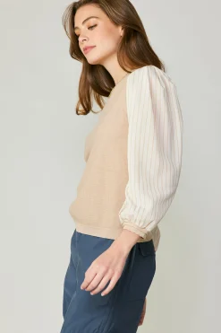 Sale Contrast Sweater Top Women Long Sleeve Tops | Sweaters