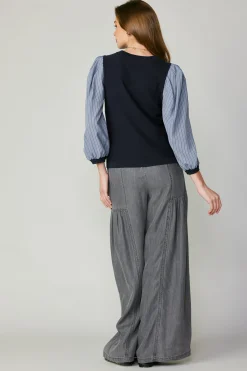 Fashion Contrast Sweater Top Women Long Sleeve Tops | Sweaters