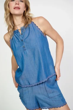 Online Contrast Trim Tank Women Sleeveless Tops