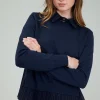 Fashion Corduroy Knit & Woven Top Women Knitwear | Long Sleeve Tops