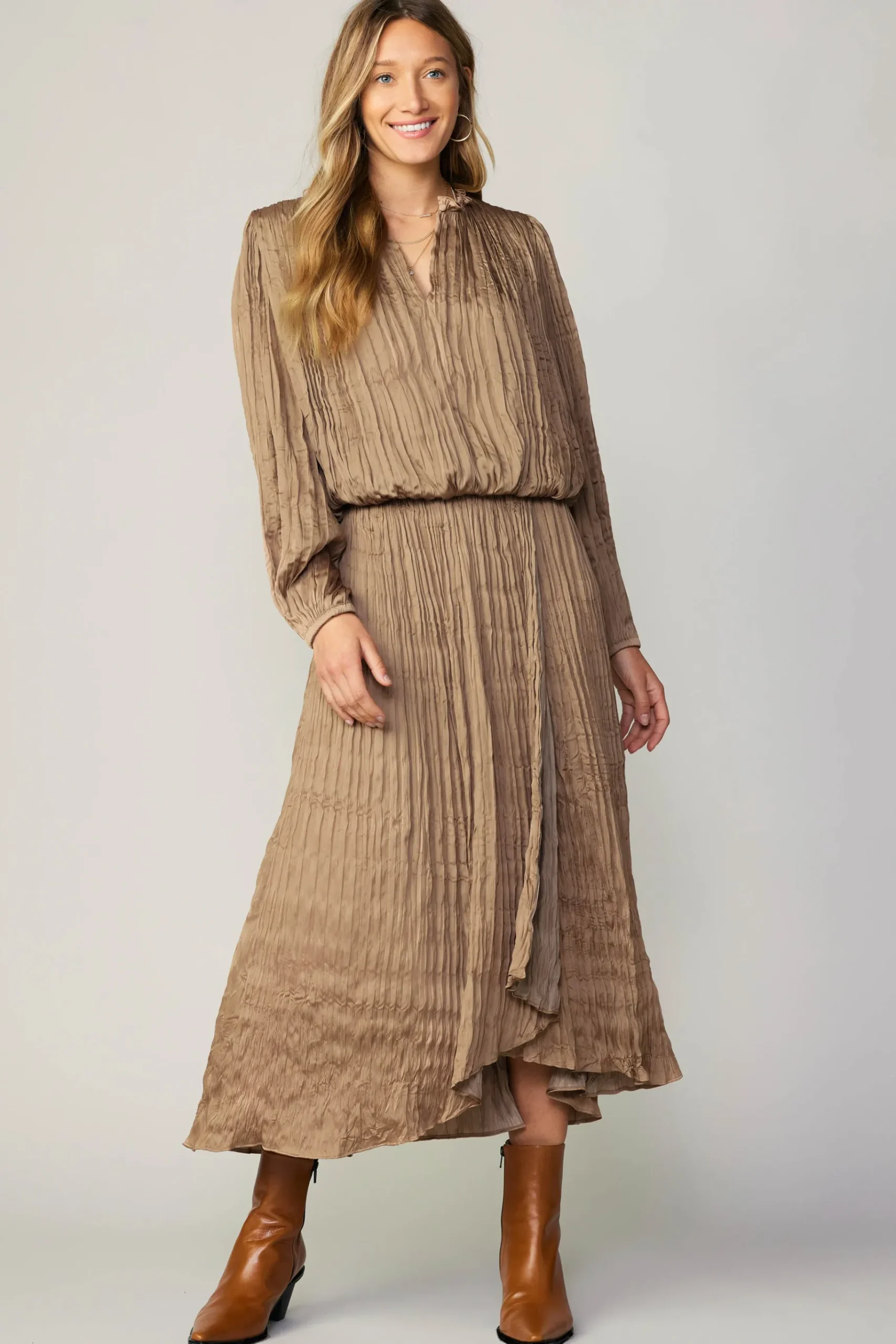 Discount Crinkle Plisse Midi Skirt Women Skirts