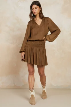 Clearance Crinkle Texture Smocked Mini Dress Women Mini Dresses