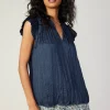 Online Crinkled Flutter Sleeve Top Women Sleeveless Tops