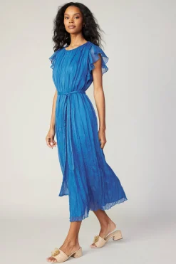 Hot Crinkled Texture Flutter Dress Women Midi Dresses