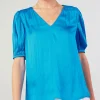 Best Cuffed Pleated Yoke top Women Short Sleeve Tops