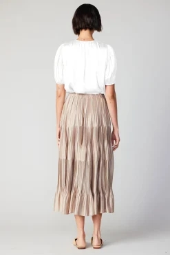 New Cuffed Pleated Yoke Top Women Short Sleeve Tops
