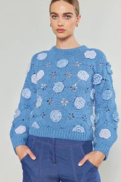 Discount 3D Floral Crochet Sweater Women Knitwear | Sweaters