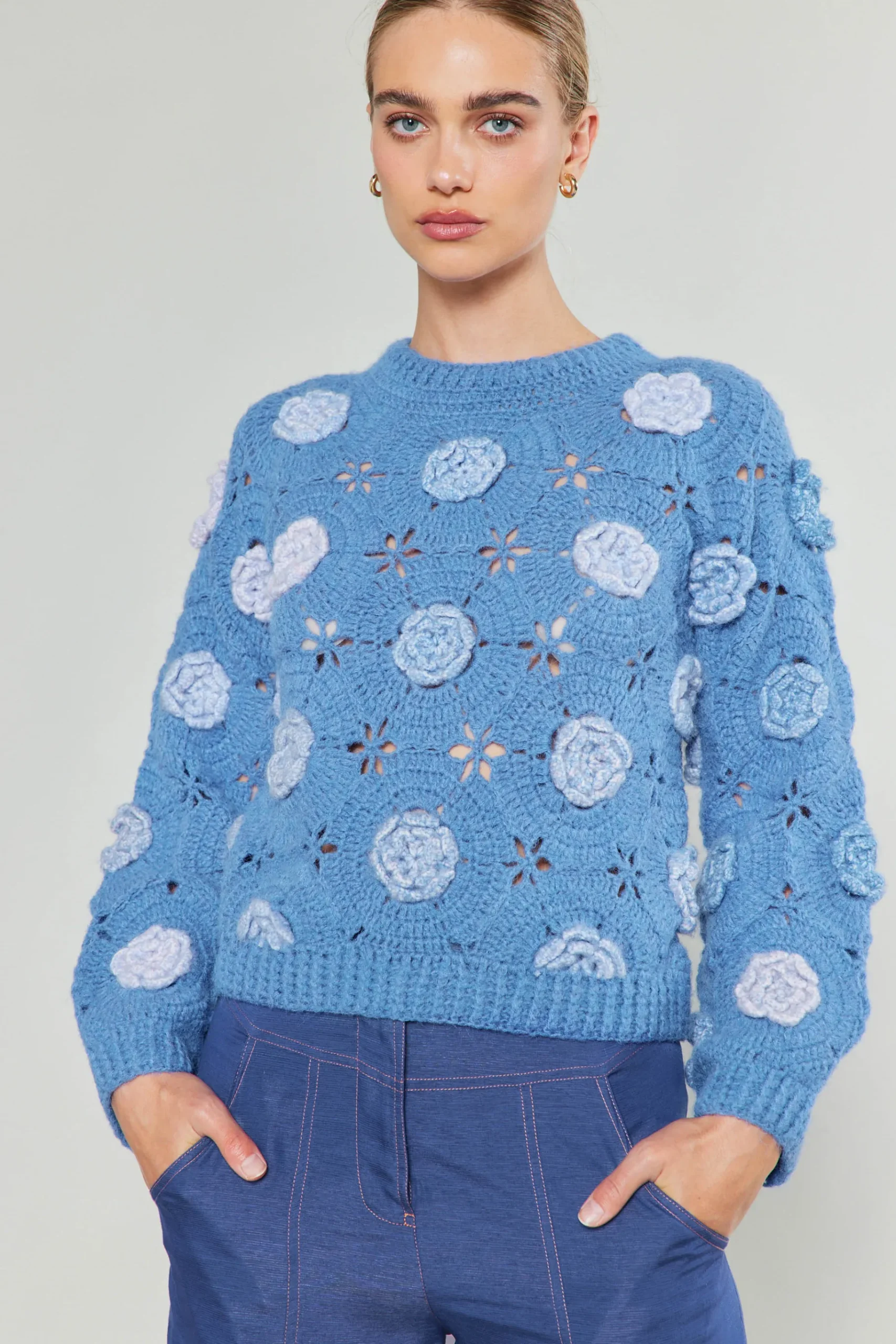 Discount 3D Floral Crochet Sweater Women Knitwear | Sweaters
