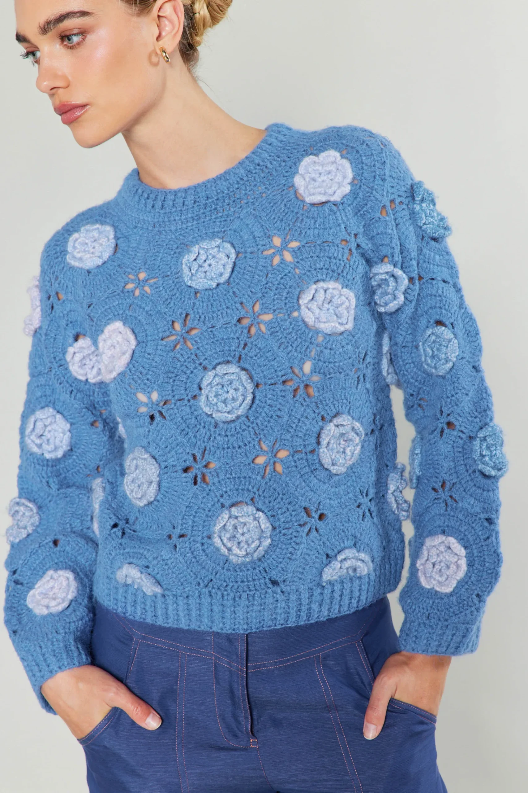 Discount 3D Floral Crochet Sweater Women Knitwear | Sweaters