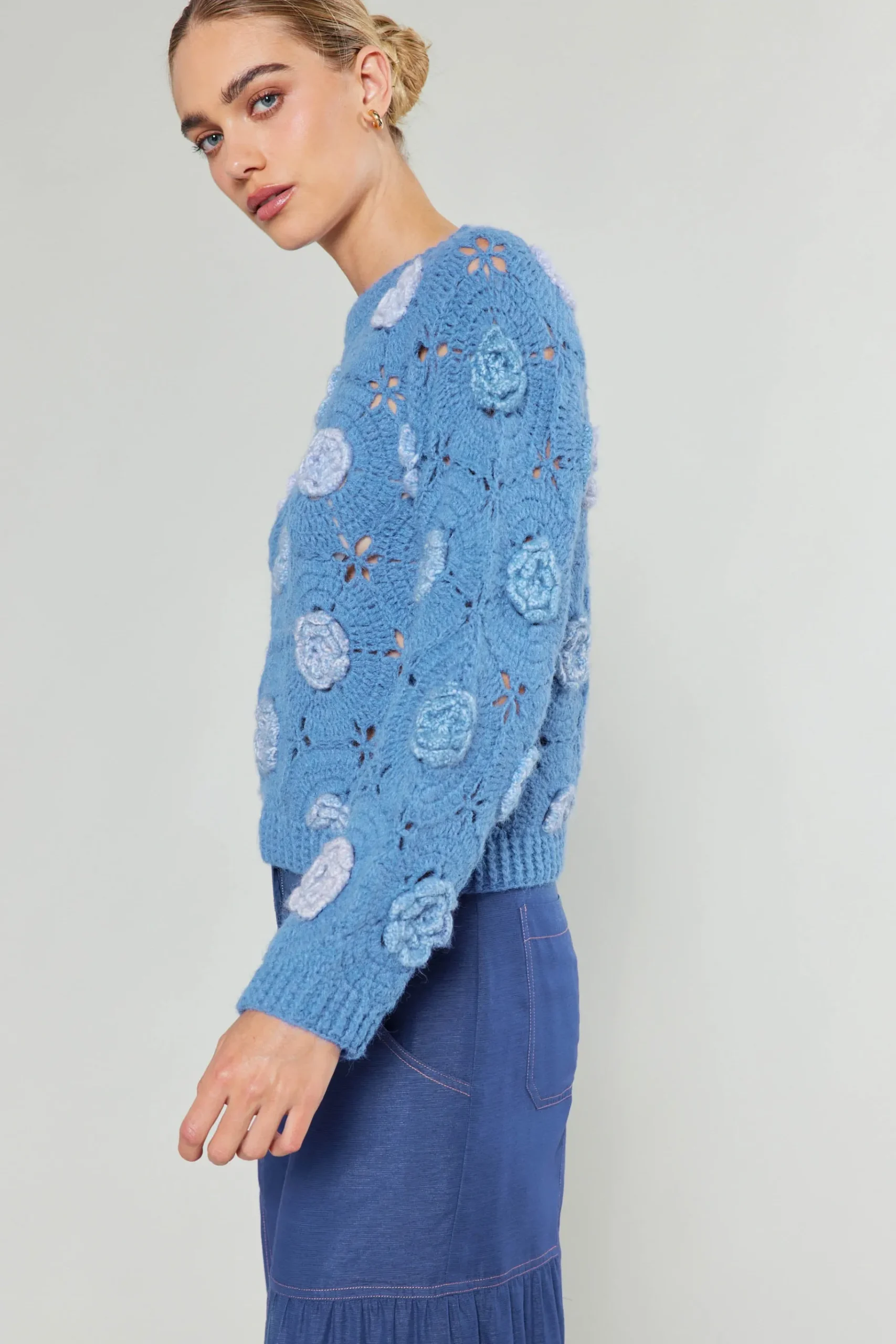Discount 3D Floral Crochet Sweater Women Knitwear | Sweaters
