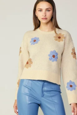Sale Daisy Embroidered Sweater Women Knitwear | Sweaters