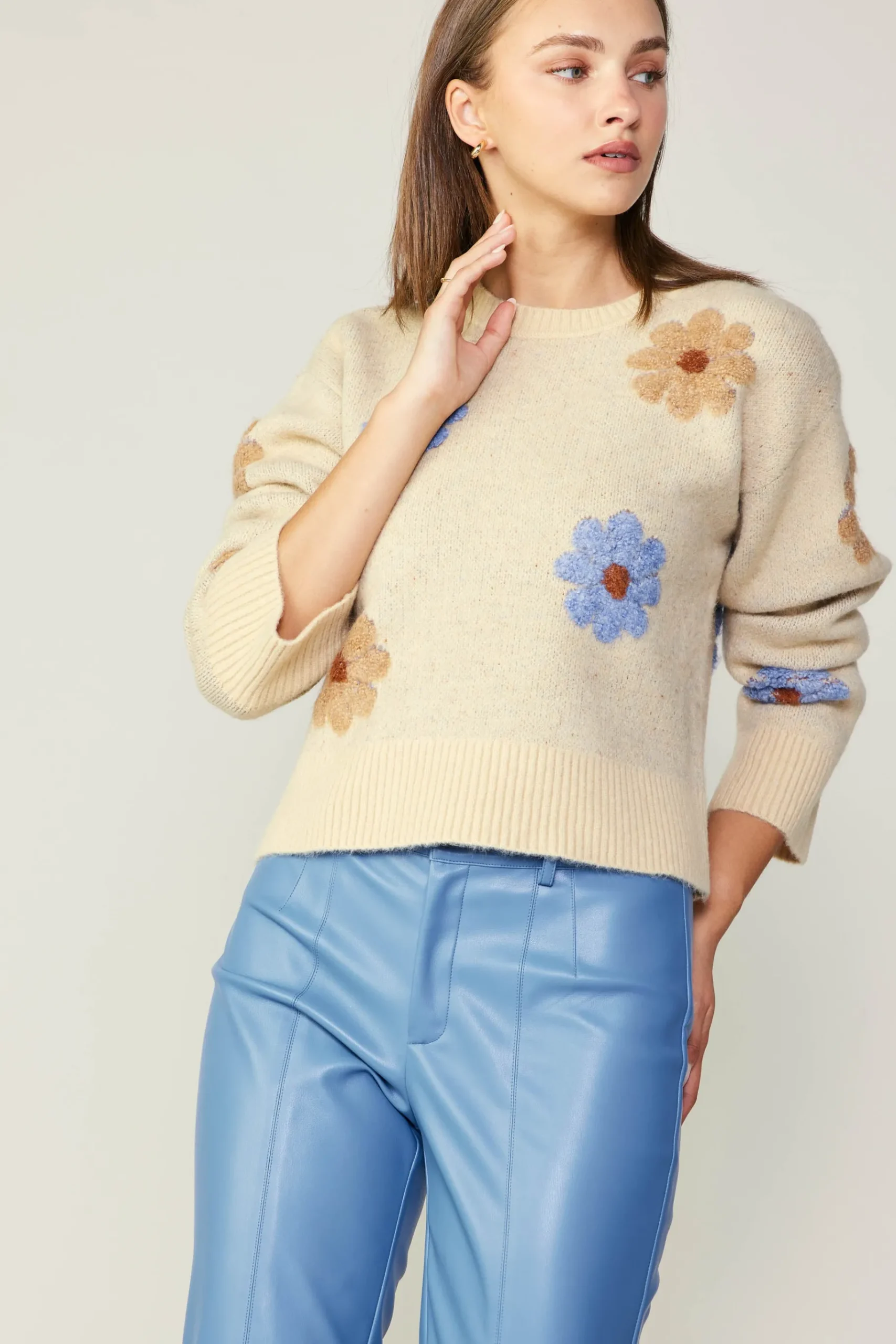 Sale Daisy Embroidered Sweater Women Knitwear | Sweaters
