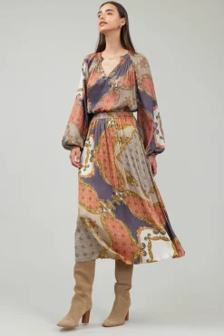 New Damask Patterned Midi Skirt Women Skirts