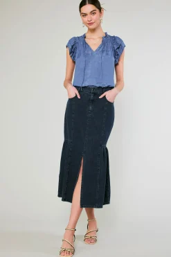 New Denim Midi Skirt Women Skirts