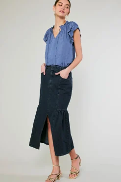 New Denim Midi Skirt Women Skirts