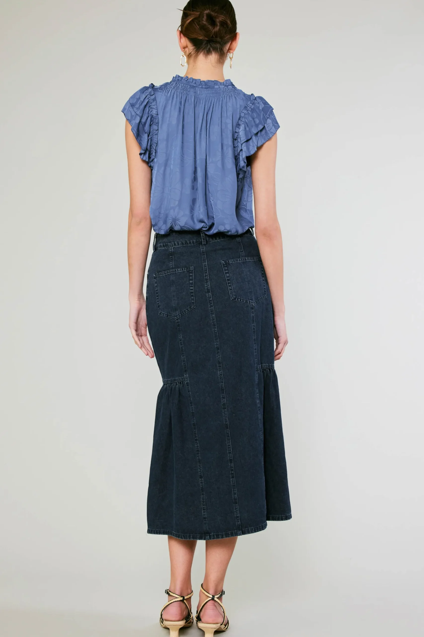 New Denim Midi Skirt Women Skirts